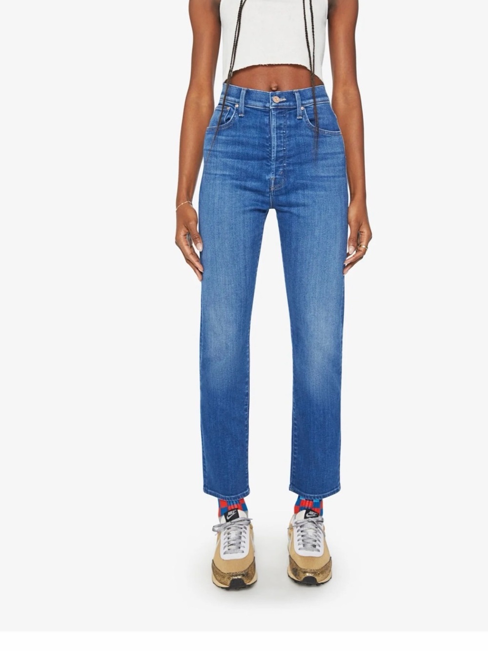 MOTHER High-Rise Straight Leg Jeans - Blue Wash NWT